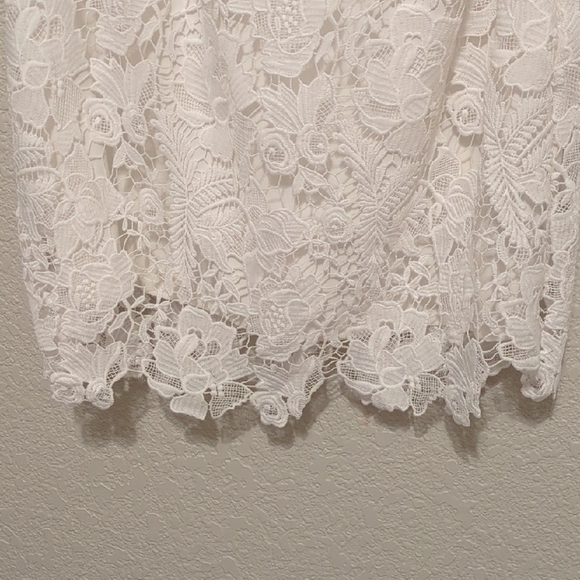 Guess Roselee white lace sweetheart neckline sheath mini off shoulder dress - Picture 4 of 9